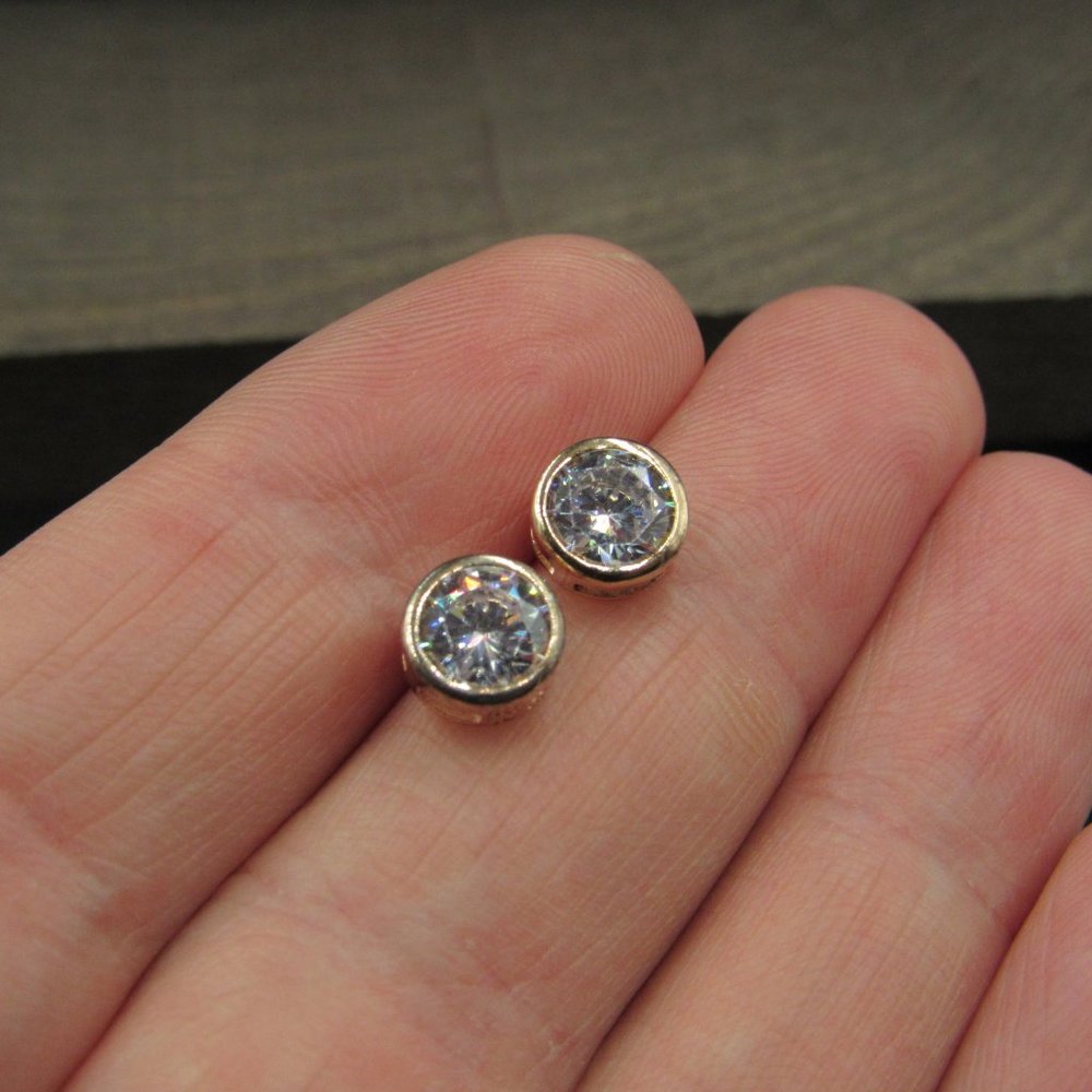 Sterling Rose Gold Tone Cubic Zirconia Earrings - Picture 2 of 6